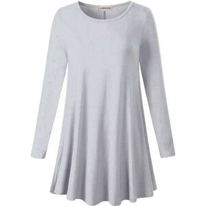 NWT LARACE 3/4 Sleeve Shirts for Women Plus Size Tunic Top Loose Fit Flare, gray